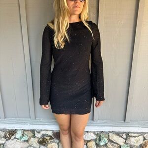 SHEIN Black Sparkle Long Sleeve Dress